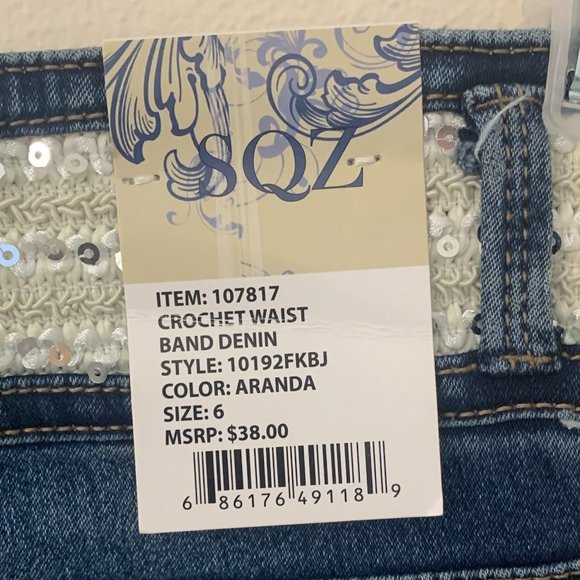 SQZ Girls Jeans with Sequined Detail on Top - NWT - Picture 5 of 7